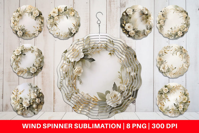 Wind Spinner White Wedding Flower Sublimation artnoy 