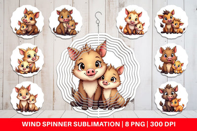 Wind Spinner Wild Boar Mother's Day Sublimation artnoy 