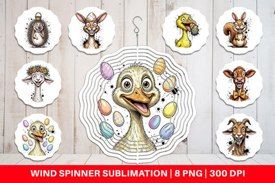 Wind Spinner Wild Easter Animal Sketch Sublimation artnoy 