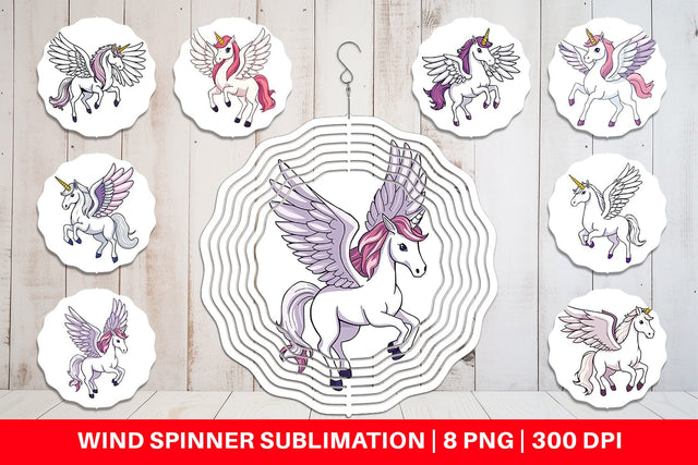 Wind Spinner Winged Unicorn Sublimation artnoy 