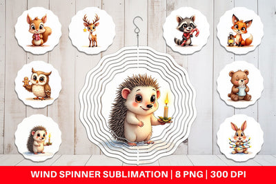 Wind Spinner Winter Glow Whimsical Animals Sublimation artnoy 