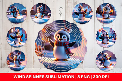 Wind Spinner Winter Penguin Sublimation artnoy 