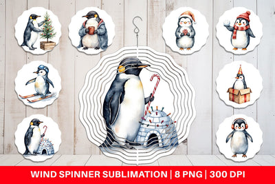 Wind Spinner Winter Penguins Sublimation artnoy 