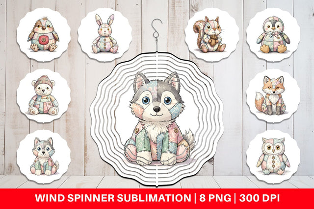 Wind Spinner Winter Woodland Patchwork Watercolor Sublimation artnoy 