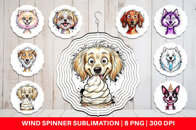 Wind Spinner Witty Summer Treat Dog Watercolor Sublimation artnoy 
