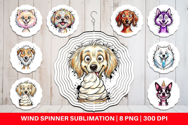 Wind Spinner Witty Summer Treat Dog Watercolor Sublimation artnoy 