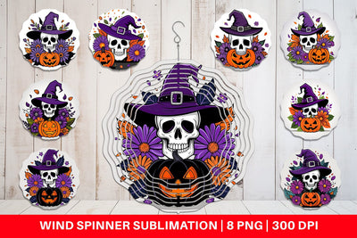 Wind Spinner Wizard Hat Skull Sublimation artnoy 