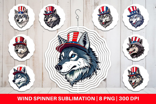 Wind Spinner Wolf Patriotic Sublimation artnoy 