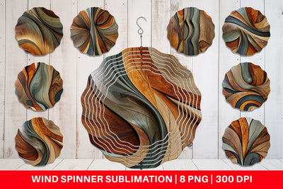 Wind Spinner Wood Wave Texture Sublimation artnoy 