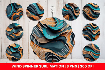 Wind Spinner Wooden Waves Sublimation artnoy 