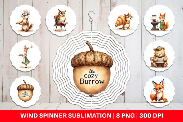 Wind Spinner Woodland Animal Cafe Sublimation artnoy 