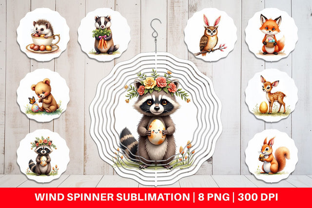 Wind Spinner Woodland Easter Friends Sublimation artnoy 