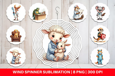 Wind Spinner Woodland Healthcare Heroes Medical Animal Sublimation artnoy 