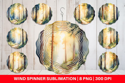 Wind Spinner Woodland Watercolor Sublimation artnoy 