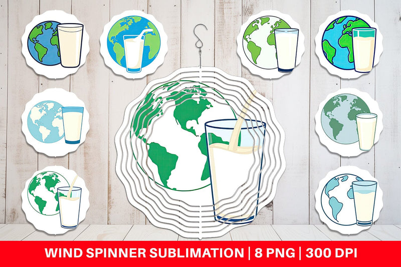 Wind Spinner World with Milk Glass Sublimation artnoy 