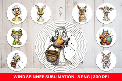 Wind Spinner Zany Easter Animal Sublimation artnoy 