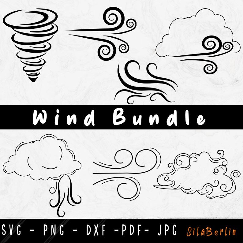 Svg Wind Stream Wind Svg Bundle, Wind Svg, Wind Storm Cricut, Wind Silhoulette, Wind ...