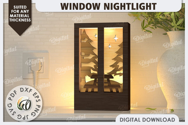 Window Led Nightlight Laser Cut Design. Window Light Box SVG SVG Evgenyia Guschina 