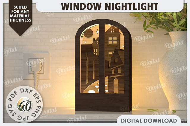 Window Led Nightlight Laser Cut Design. Window Light Box SVG SVG Evgenyia Guschina 