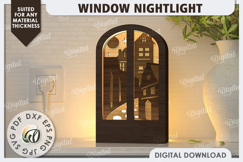 Window Led Nightlight Laser Cut Design. Window Light Box SVG SVG Evgenyia Guschina 