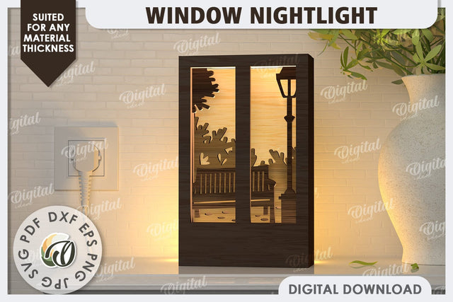 Window Led Nightlight Laser Cut Design. Window Light Box SVG SVG Evgenyia Guschina 