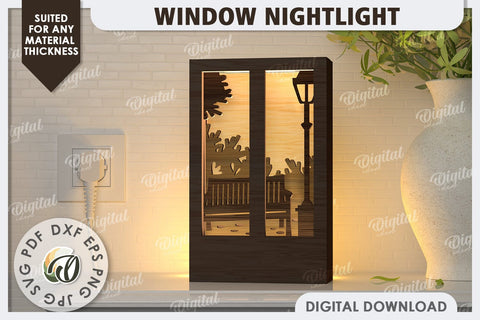 Window Led Nightlight Laser Cut Design. Window Light Box SVG SVG Evgenyia Guschina 