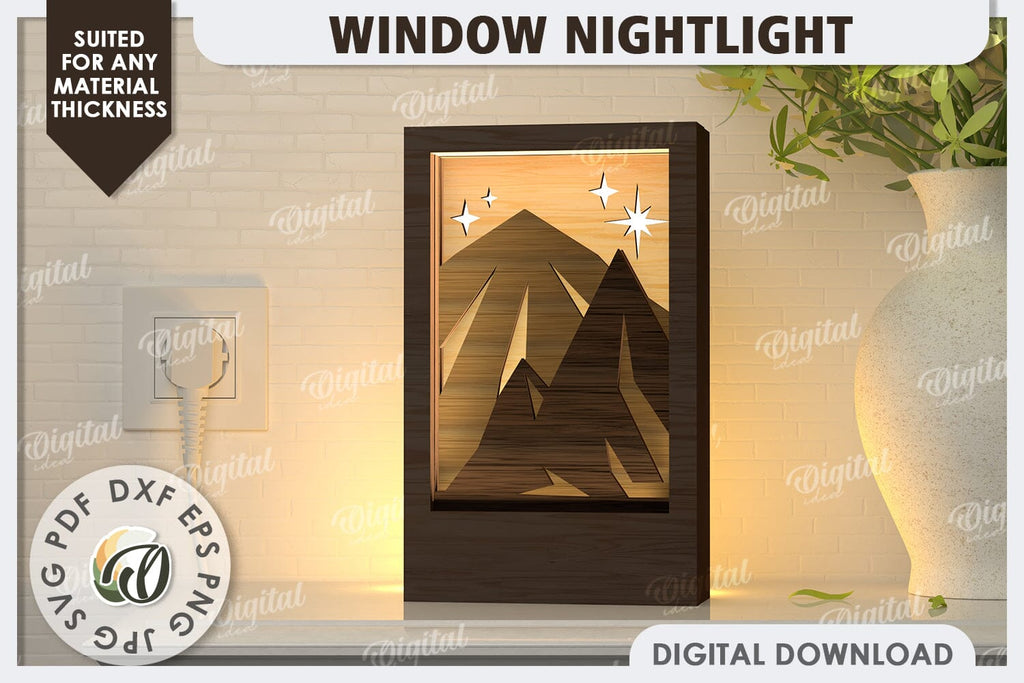 Window Led Nightlight Laser Cut Design. Window Light Box SVG - So Fontsy