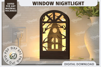 Window Led Nightlight Laser Cut Design. Window Light Box SVG SVG Evgenyia Guschina 
