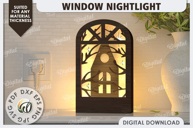 Window Led Nightlight Laser Cut Design. Window Light Box SVG SVG Evgenyia Guschina 