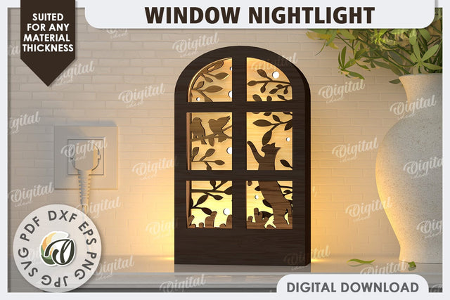 Window Led Nightlight Laser Cut Design. Window Light Box SVG SVG Evgenyia Guschina 