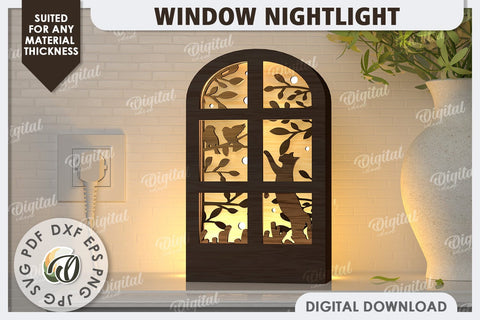 Window Led Nightlight Laser Cut Design. Window Light Box SVG SVG Evgenyia Guschina 