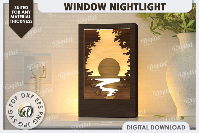 Window Led Nightlight Laser Cut Design. Window Light Box SVG SVG Evgenyia Guschina 