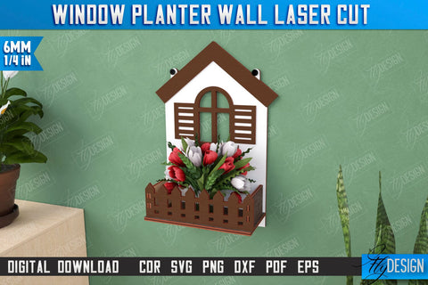 Window Planter Wall Laser Cut Bundle | Flower Holder | Home Garden | Home Decorations | CNC Files SVG Fly Design 