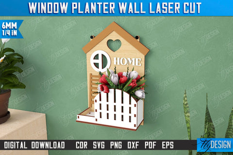 Window Planter Wall Laser Cut Bundle | Flower Holder | Home Garden | Home Decorations | CNC Files SVG Fly Design 