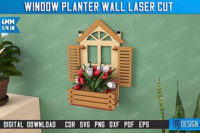 Window Planter Wall Laser Cut | Flower Holder | Home Garden | Home Decorations | CNC File SVG Fly Design 