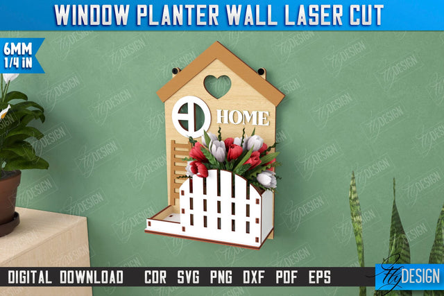Window Planter Wall Laser Cut | Flower Holder | Home Garden | Home Decorations | CNC File SVG Fly Design 