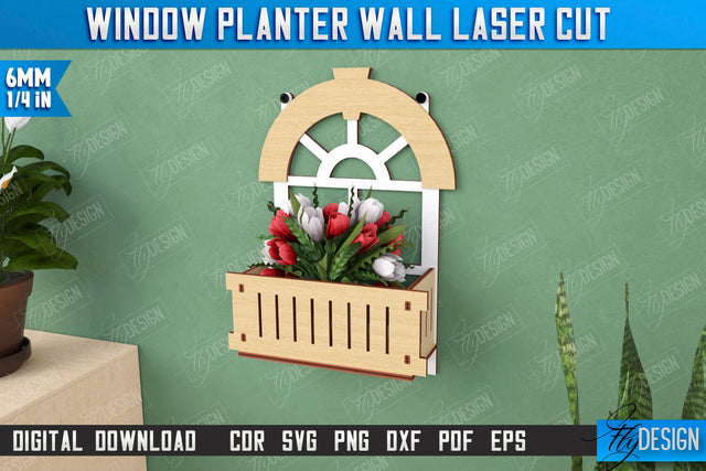 Window Planter Wall Laser Cut | | Flower Holder | Home Garden | Home Decorations | CNC File SVG Fly Design 