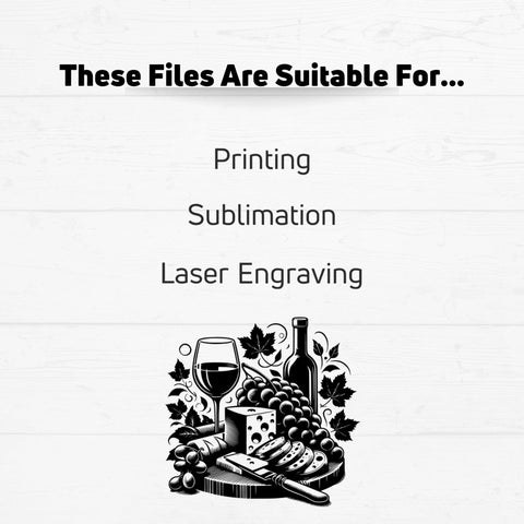 Wine and Cheese Charcuterie Board Design SVG CraftySVGStudio 