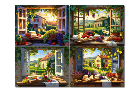 wine and cheese cutting board art, vineyard view cutting board print Sublimation Paper Switch 