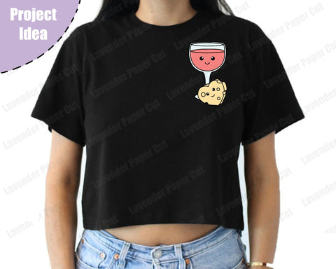 Wine and Cheese Lover SVG Cut File for Cricut and Silhouette, Wine Glass, Swiss Cheese Clipart SVG Lavender Paper Cut 