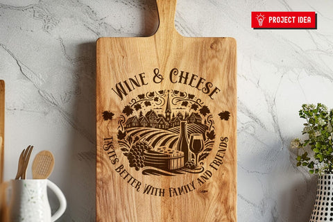 Wine and Cheese Round Charcuterie SVG DXF PNG JPG SVG CraftySVGStudio 