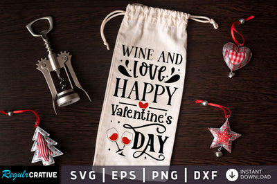 Wine and love happy valentines day SVG design SVG Regulrcrative 