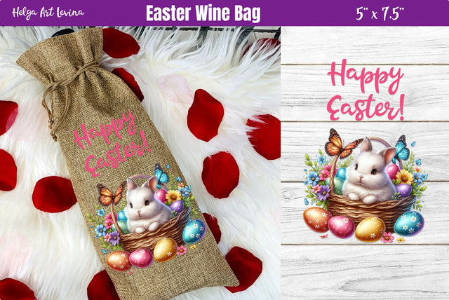 Wine Bag Sublimation | Happy easter PNG Sublimation Helga Art 