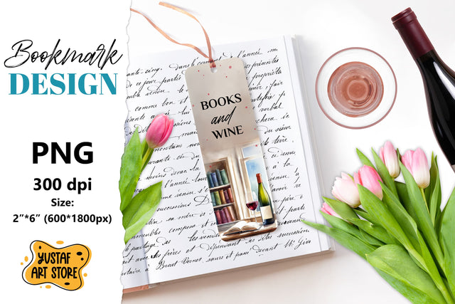 Wine Bookmark printable design. Book quote design PNG Sublimation Yustaf Art Store 