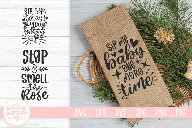 Wine Bottle Bag Quotes SVG Cut File SVG dapiyupi store 