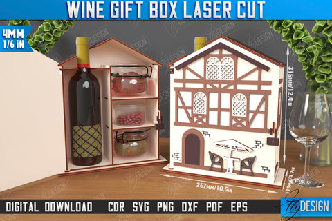 Wine Box Laser Cut Bundle | Gift Idea | Bottle Box | Wine Gift Box | Mini Bar | Champagne Box | CNC Files SVG Fly Design 