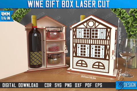 Wine Box Laser Cut Bundle | Gift Idea | Bottle Box | Wine Gift Box | Mini Bar | Champagne Box | CNC Files SVG Fly Design 