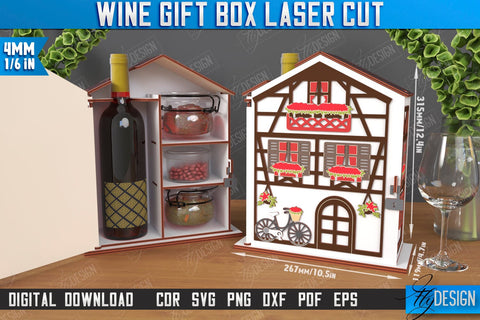 Wine Box Laser Cut Bundle | Gift Idea | Bottle Box | Wine Gift Box | Mini Bar | Champagne Box | CNC Files SVG Fly Design 