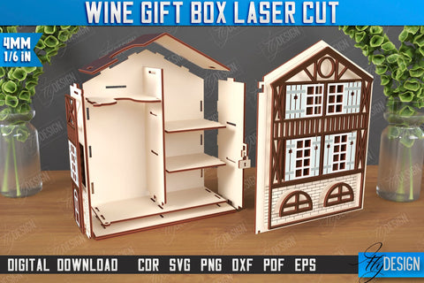 Wine Box Laser Cut Bundle | Gift Idea | Bottle Box | Wine Gift Box | Mini Bar | Champagne Box | CNC Files SVG Fly Design 