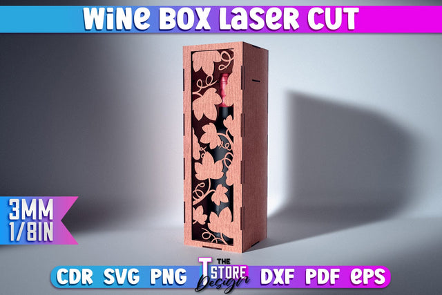 Wine Box Laser Cut | Gift Wine Box Laser Cut Design | CNC Files SVG The T Store Design 